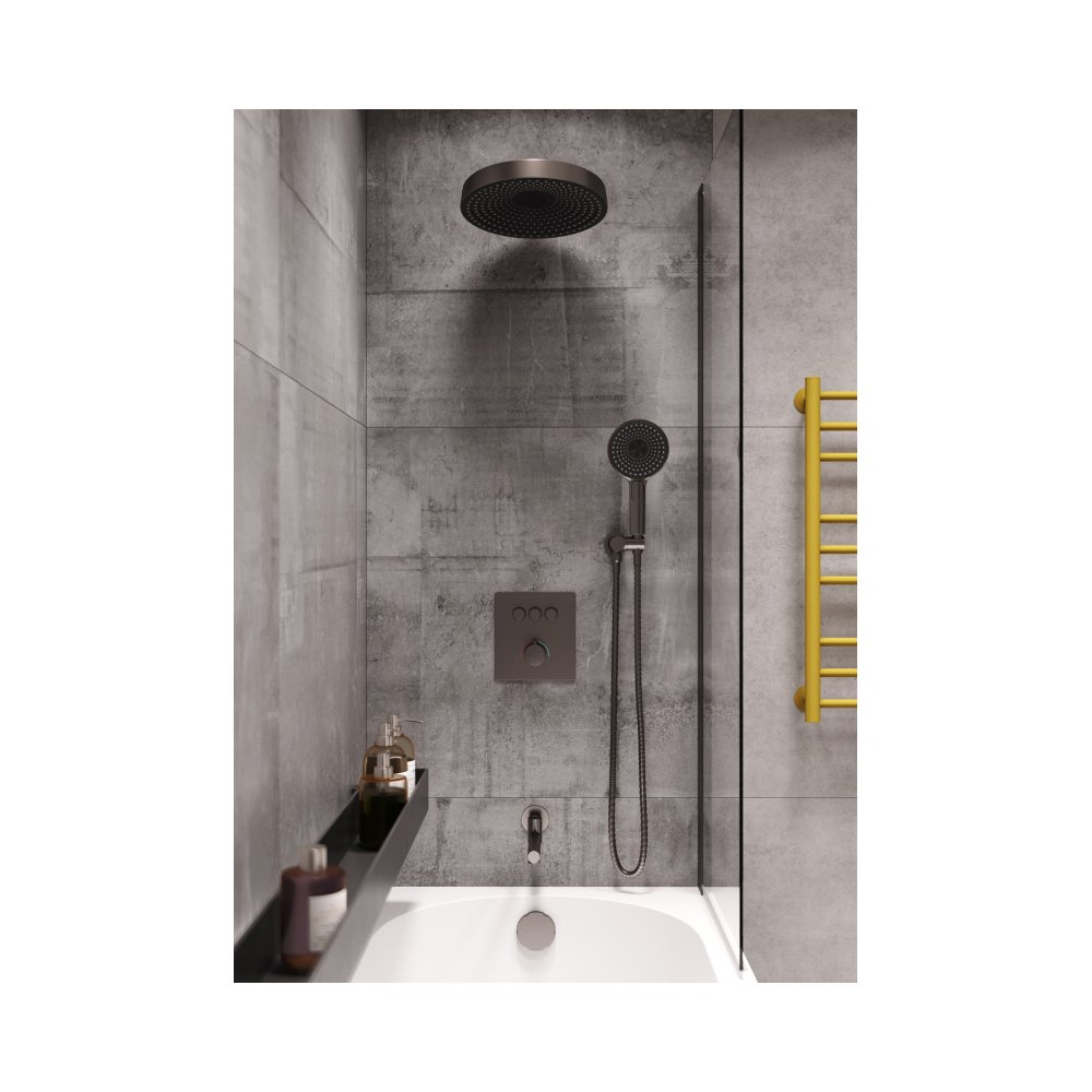 Комплект для душа Bronze de Luxe (Бронз Де Люкс) OMG! встраиваемый, термостат, 3 выхода, графит 1011GM