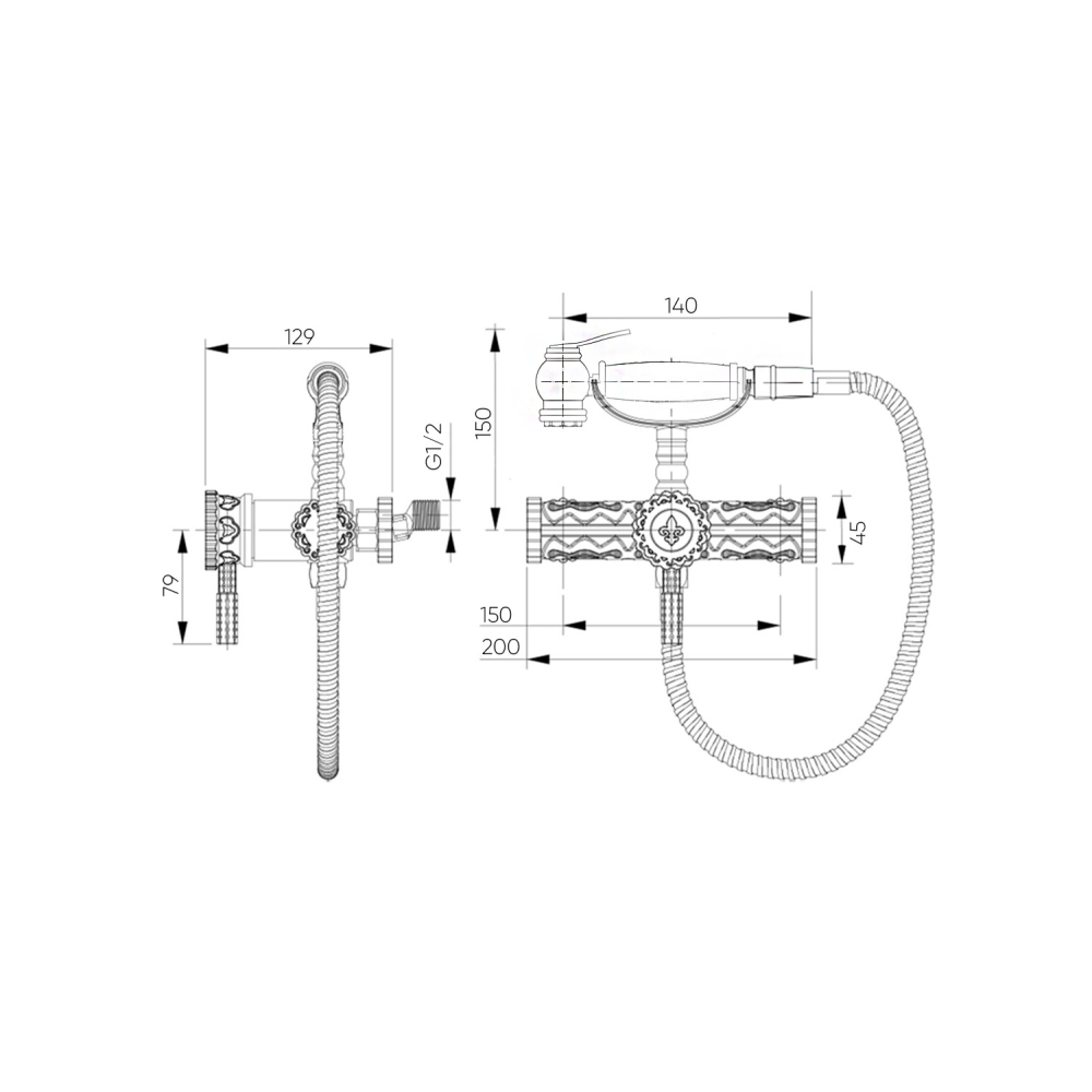 Гигиенический душ Bronze de Luxe (Бронз Де Люкс) Windsor наружного монтажа 10128, бронза