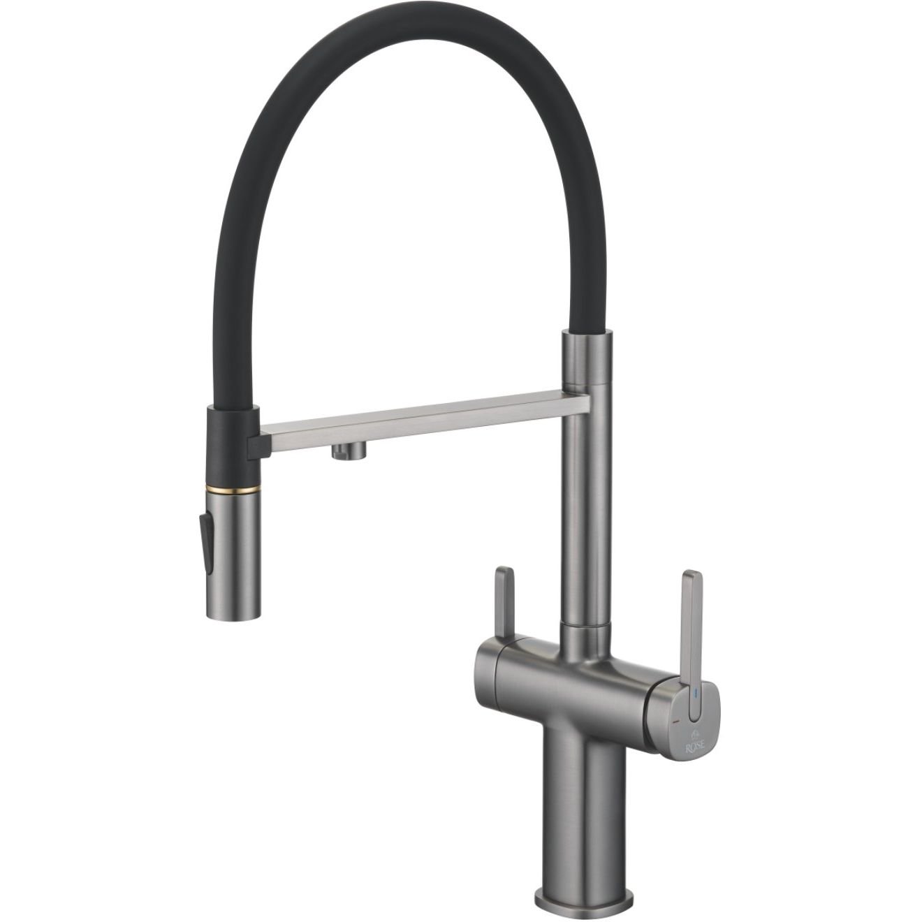 Смеситель для кухни с подключением фильтра воды Rose (Розе) , оружейная сталь, R358T