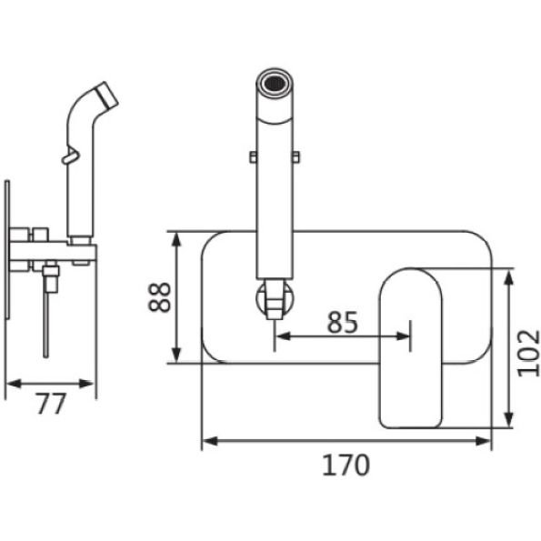 Гигиенический душ со смесителем Shevanik (Шеваник) , оружейная сталь, S4105T
