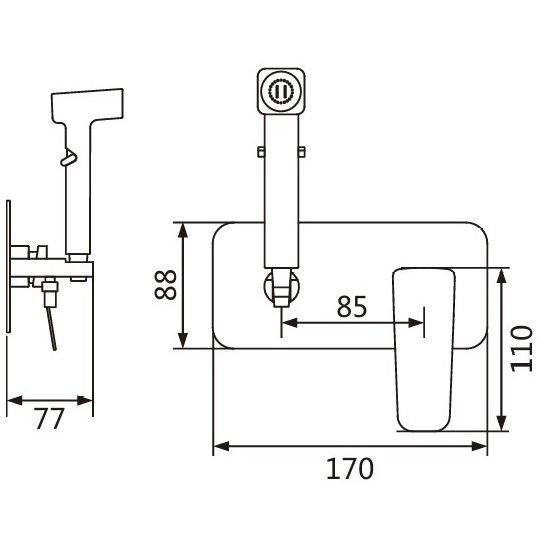 Гигиенический душ со смесителем Shevanik (Шеваник) , оружейная сталь, S9905T