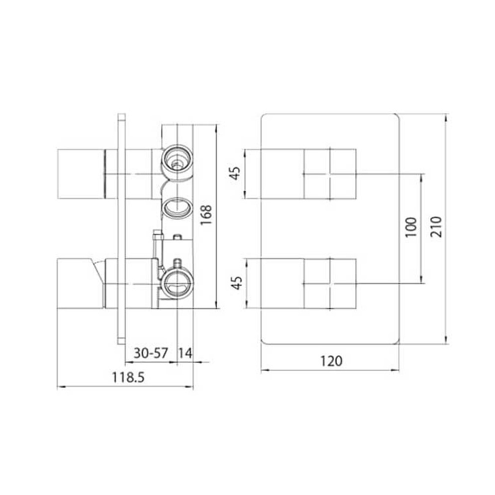 Комплект Bossini (Боссини) CUBE Смеситель для душа встраиваемый внешняя часть Универсальная встроенная часть для механического смесителя на 2-5 источников Z00062.030 и Z00130 хром