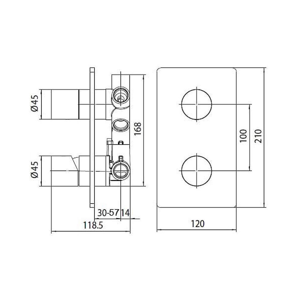 Комплект Bossini (Боссини) CUBE Смеситель для душа встраиваемый внешняя часть хром Универсальная встроенная часть для механического смесителя на 2-5 источников Z00004.030 и Z00130 хром