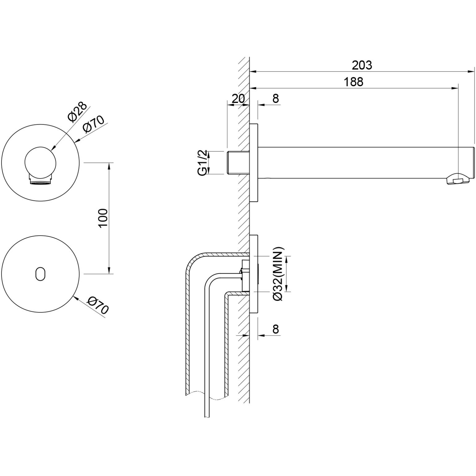 Встраиваемый сенсорный смеситель для раковины Timo (Тимо) Saona, черный, 2373/03SM