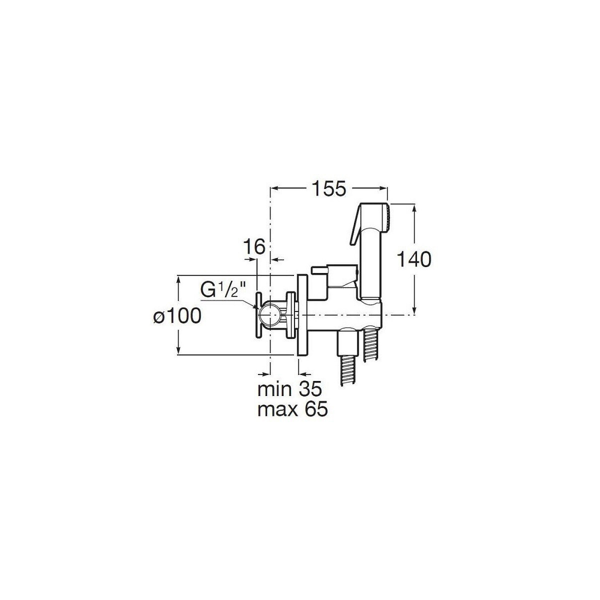 Смеситель для биде Roca (Рока) Be-Fresh 75B9461C00 скрытого монтажа с гигиеническим душем, хром