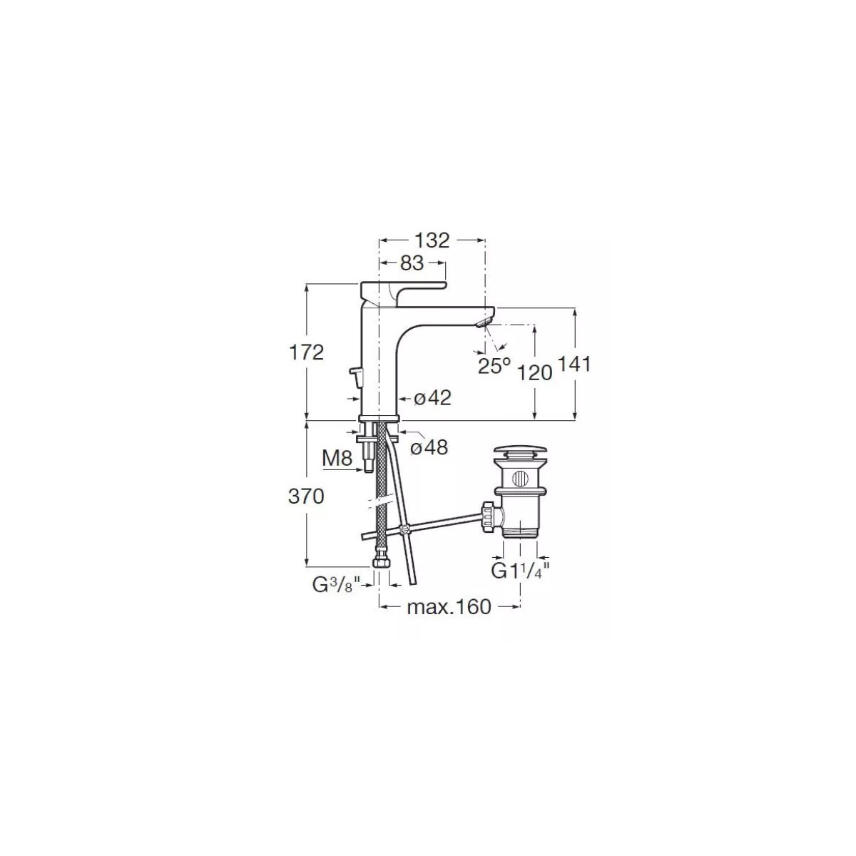 Смеситель для раковины Roca (Рока) L20 75A3F09C00 с донным клапаном (mixstart), хром