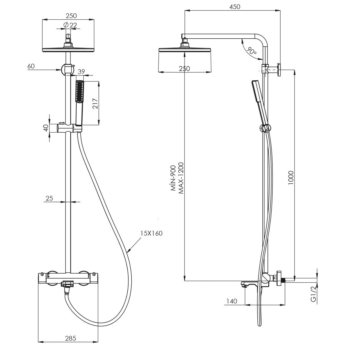 Душевая стойка Теска Galaxy DK3308 черный, Teska