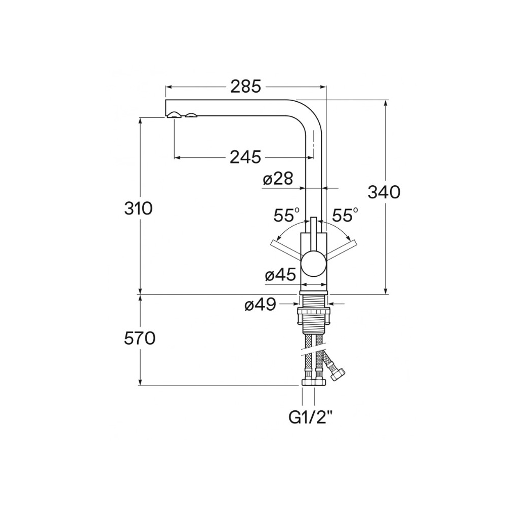 Смеситель для кухни Santek (Сантек) Марти WH5A43026N001 под фильтр, черный матовый