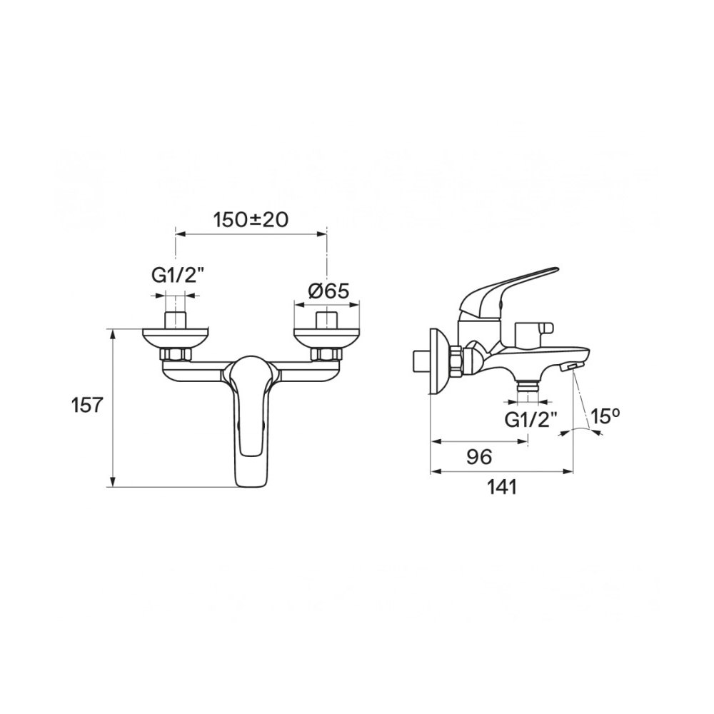 Смеситель для ванны и душа Santek (Сантек) Нико WH5A10005C001 с аксессуарами, хром