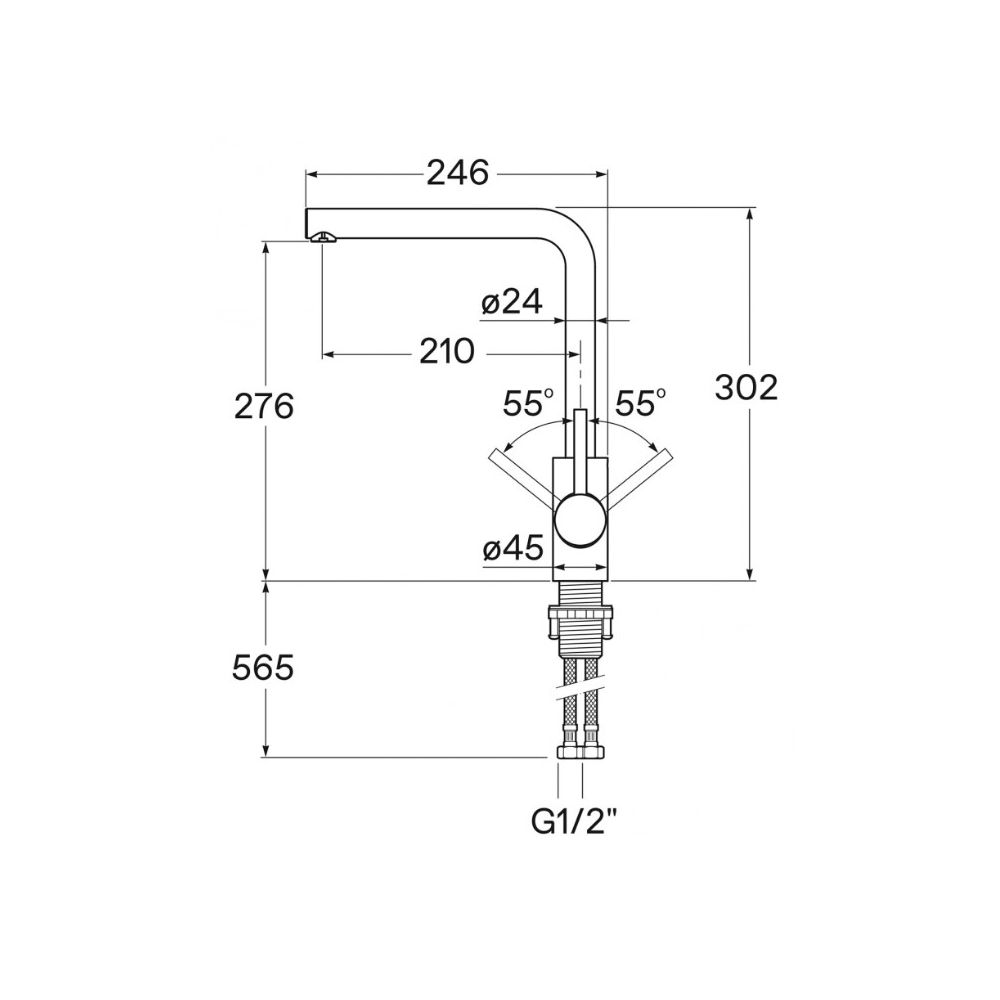 Смеситель для кухни Santek (Сантек) Риф WH5A41125N001, черный матовы