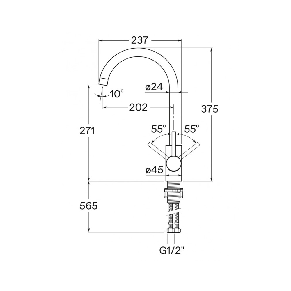 Смеситель для кухни Santek (Сантек) Риф WH5A41025B001, белый матовый