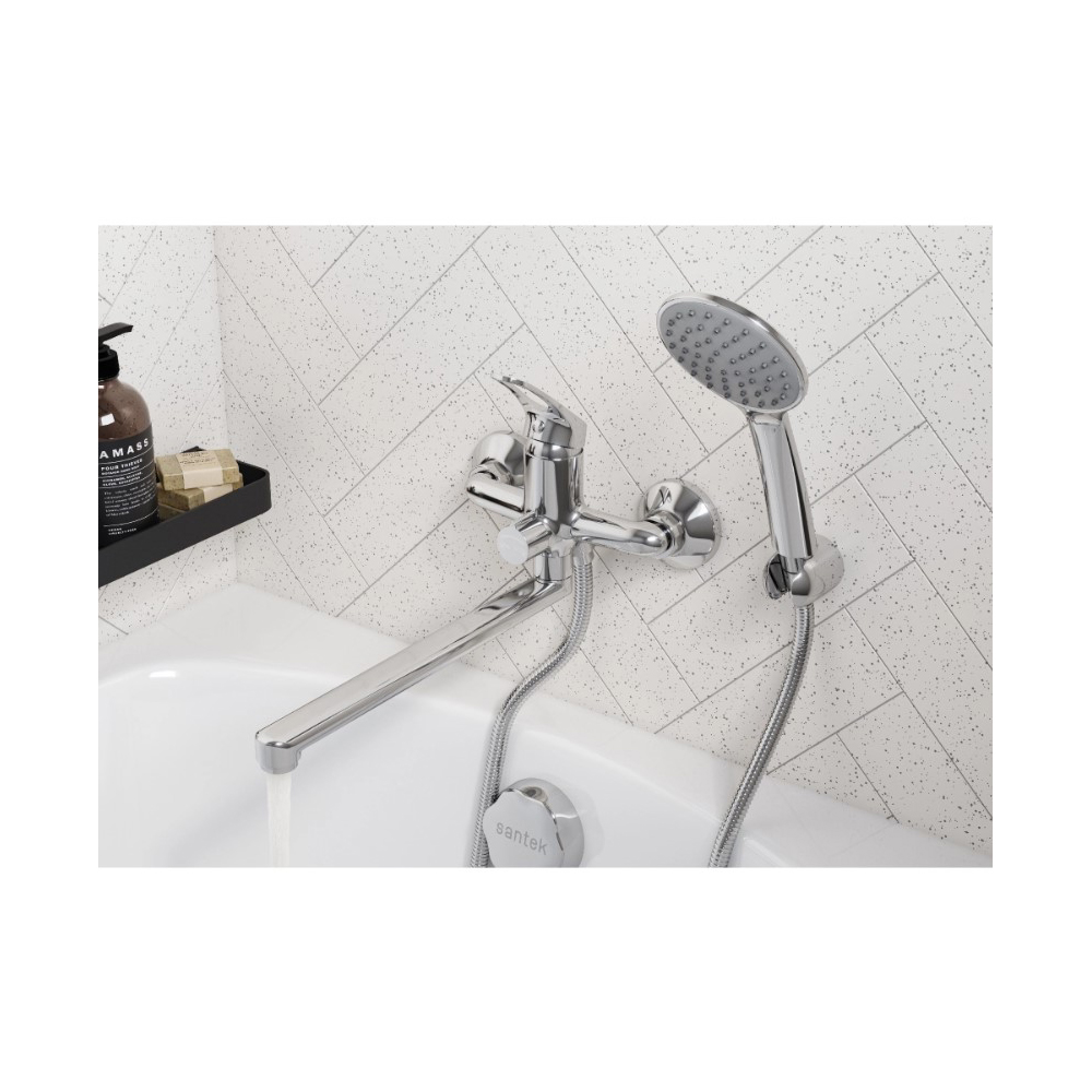 Смеситель для ванны и душа Santek (Сантек) Баус WH5A12010C001 с аксессуарами, хром