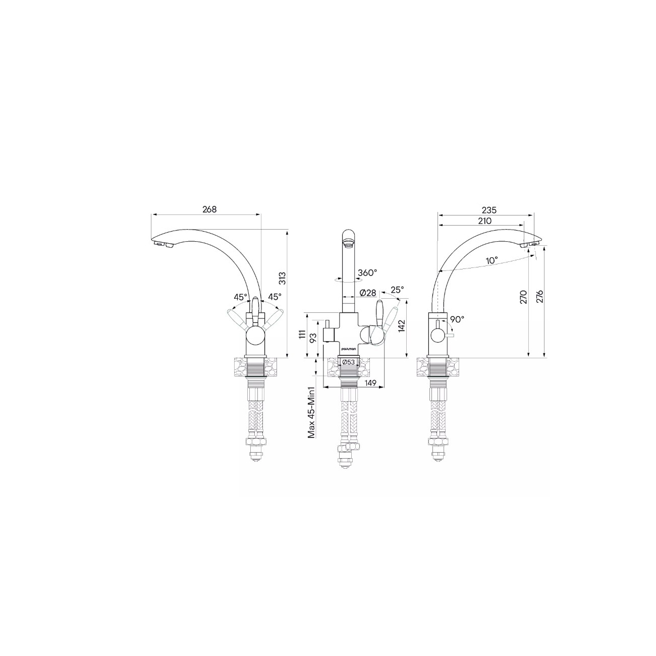 Смеситель для кухни Paulmark (Паульмарк) Essen, антрацит, Es213001-AN