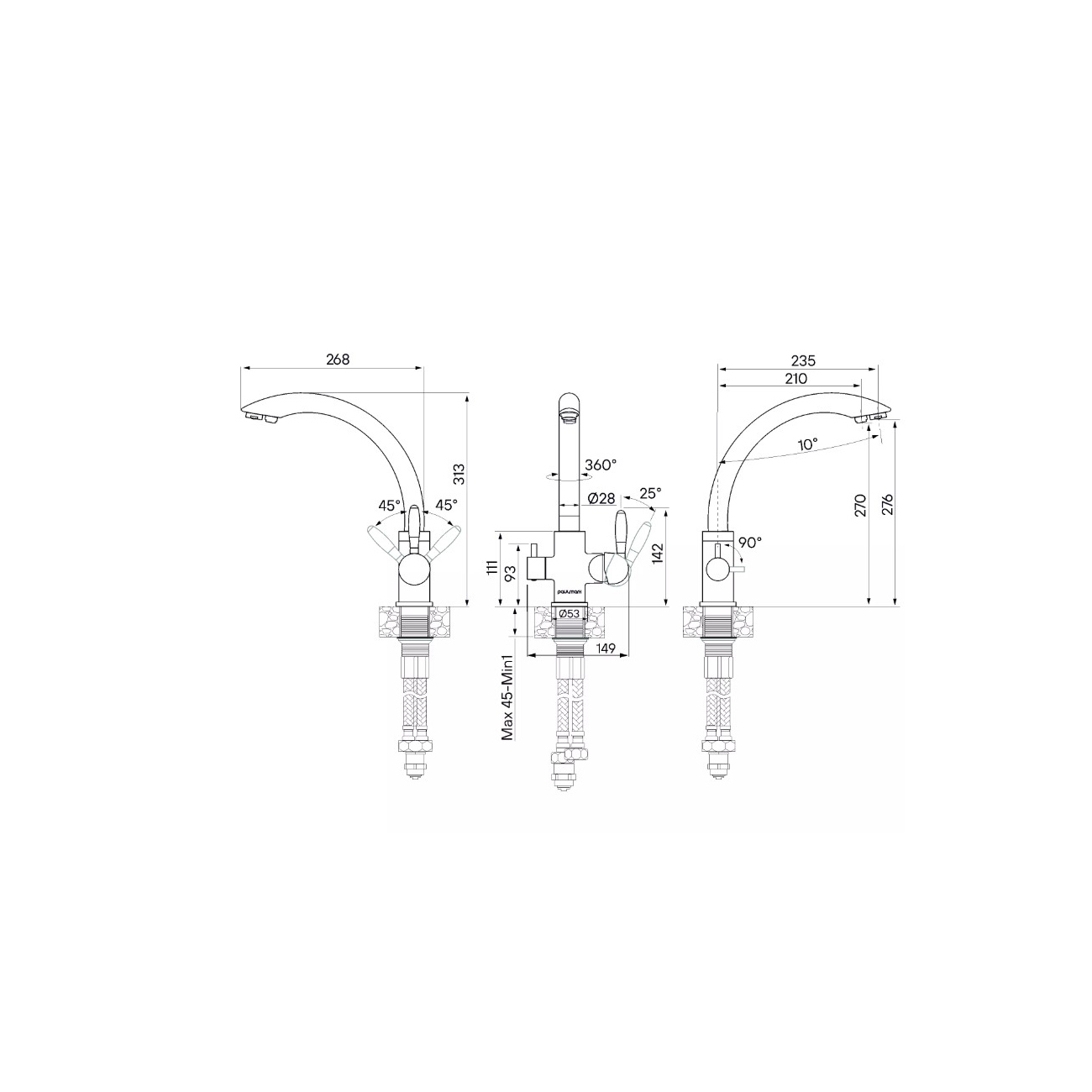 Смеситель для кухни Paulmark (Паульмарк) Essen, черный, Es213001-BLM