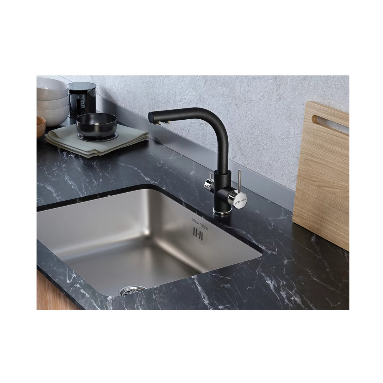 Смеситель для кухни Paulmark (Паульмарк) Essen, черный, Es213011-BLM
