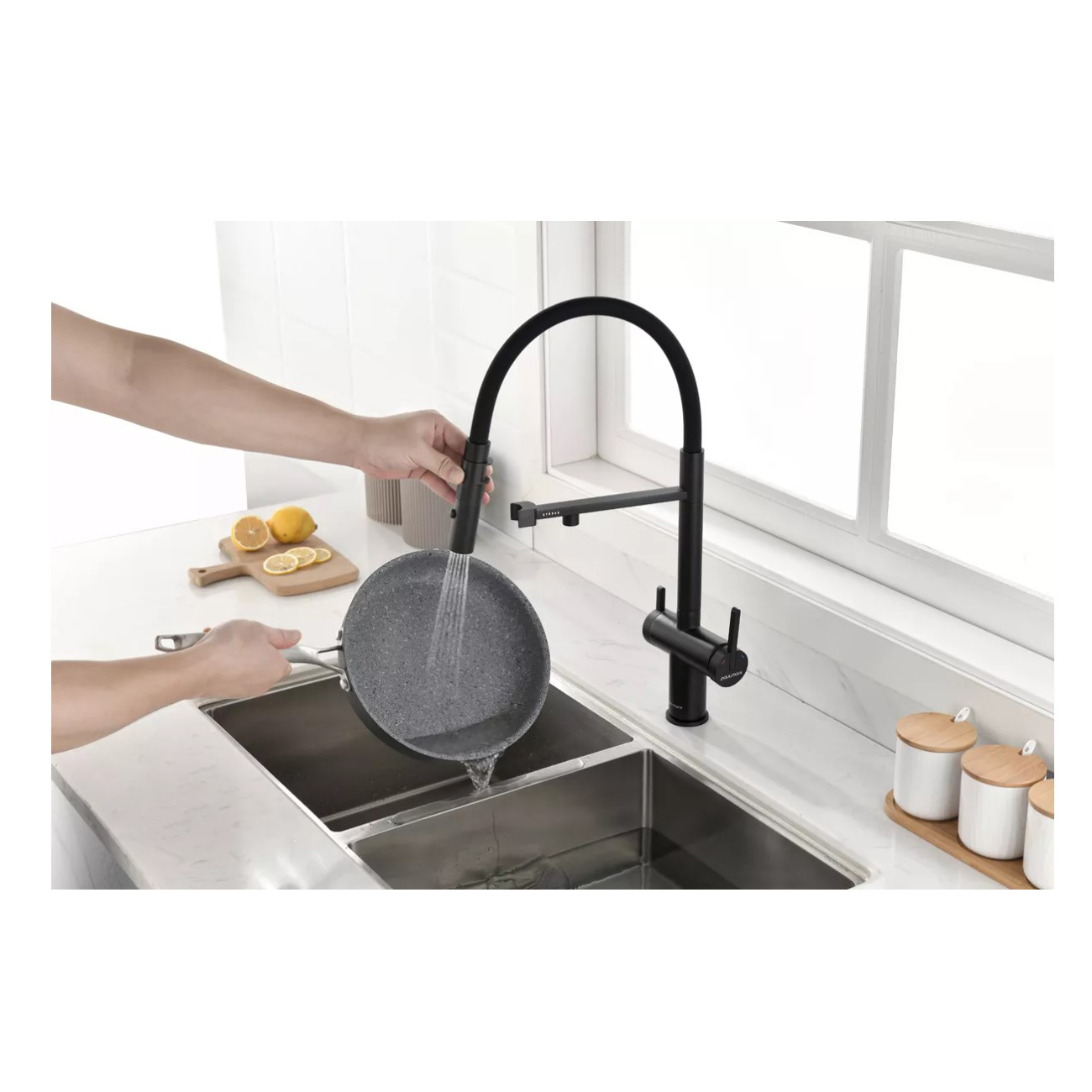 Смеситель для кухни Paulmark (Паульмарк) Gravity, антрацит, Gr213888-AN