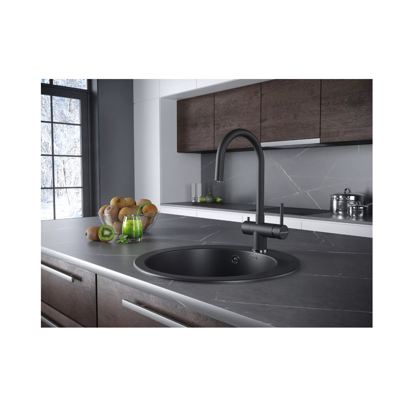 Смеситель для кухни Paulmark (Паульмарк) Heller, антрацит, He213218-AN