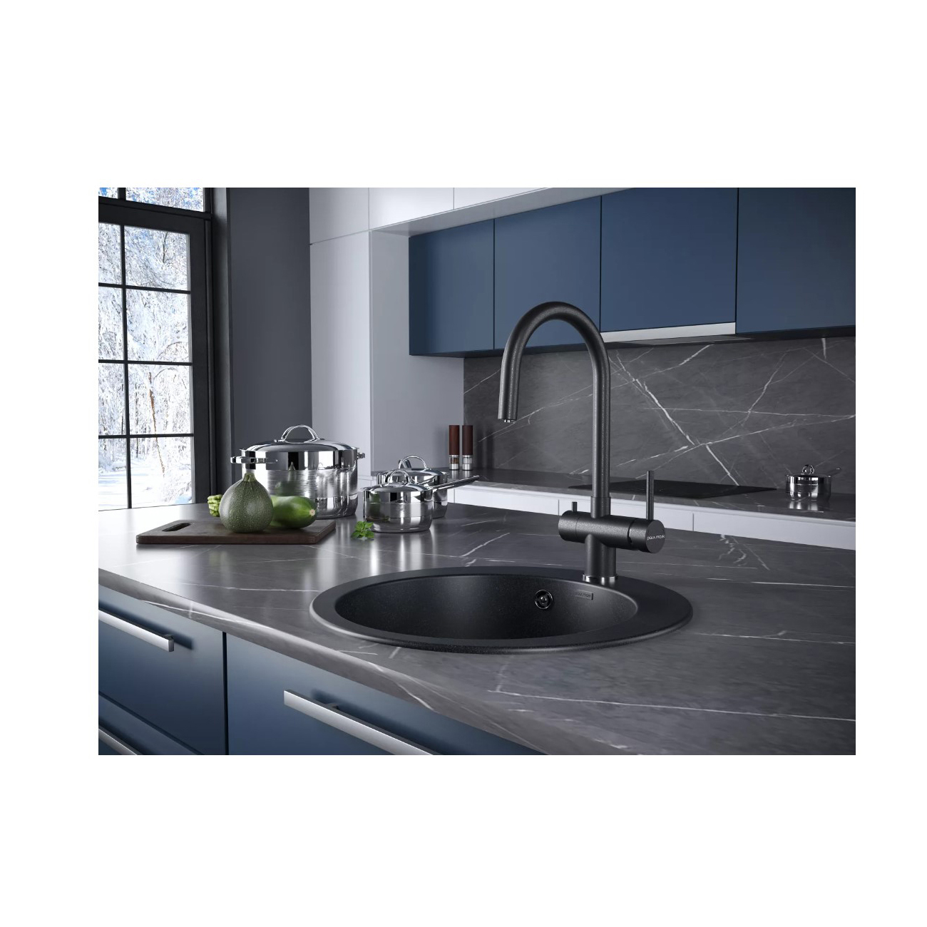 Смеситель для кухни Paulmark (Паульмарк) Heller, черный, He213218-BLM