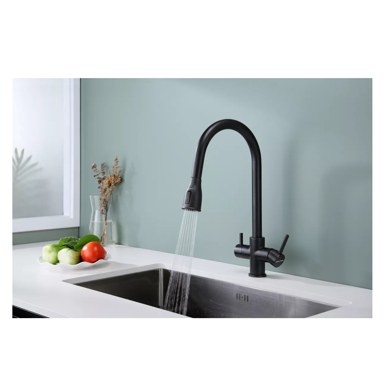 Смеситель для кухни Paulmark (Паульмарк) Lange, черный, La214212-BLM