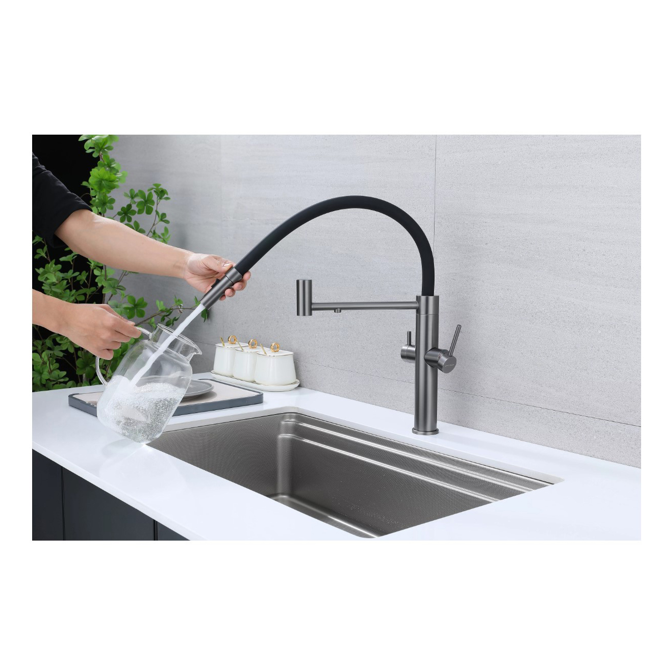 Смеситель для кухни Paulmark (Паульмарк) Nexus, антрацит, Ne213999-AN