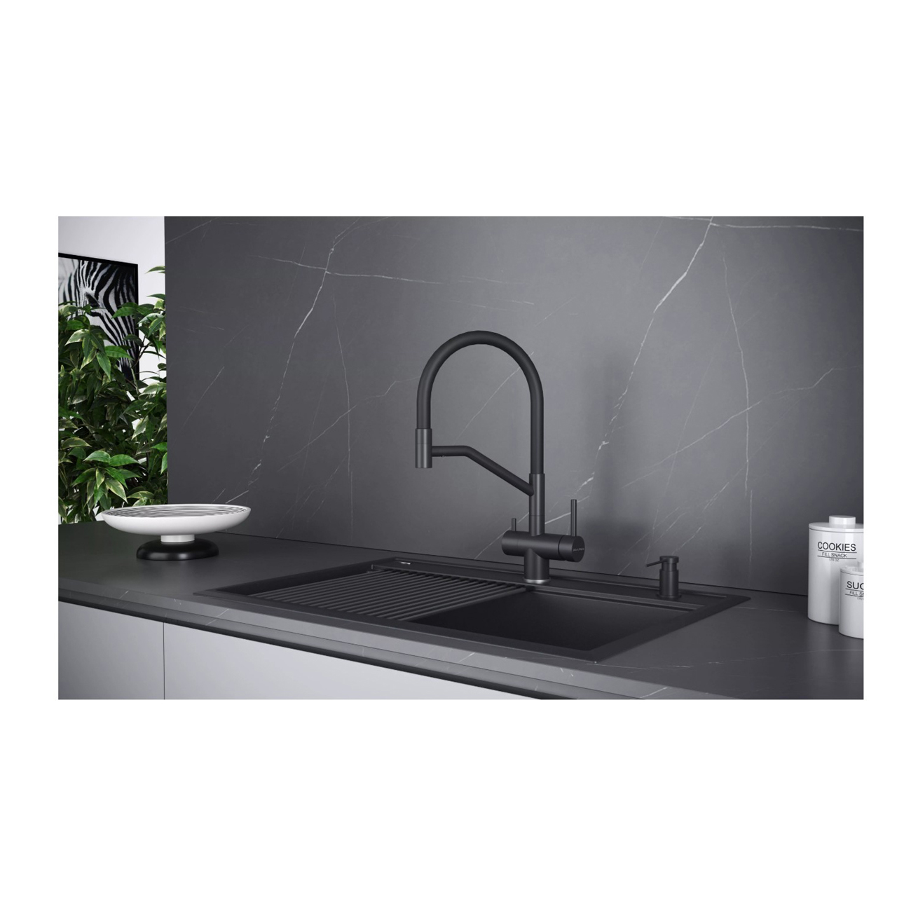 Смеситель для кухни Paulmark (Паульмарк) Rubert, черный, Ru213175-BLM