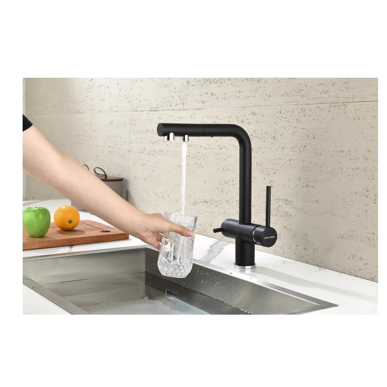 Смеситель для кухни Paulmark (Паульмарк) Serpentine, черный, Se213222-BLM