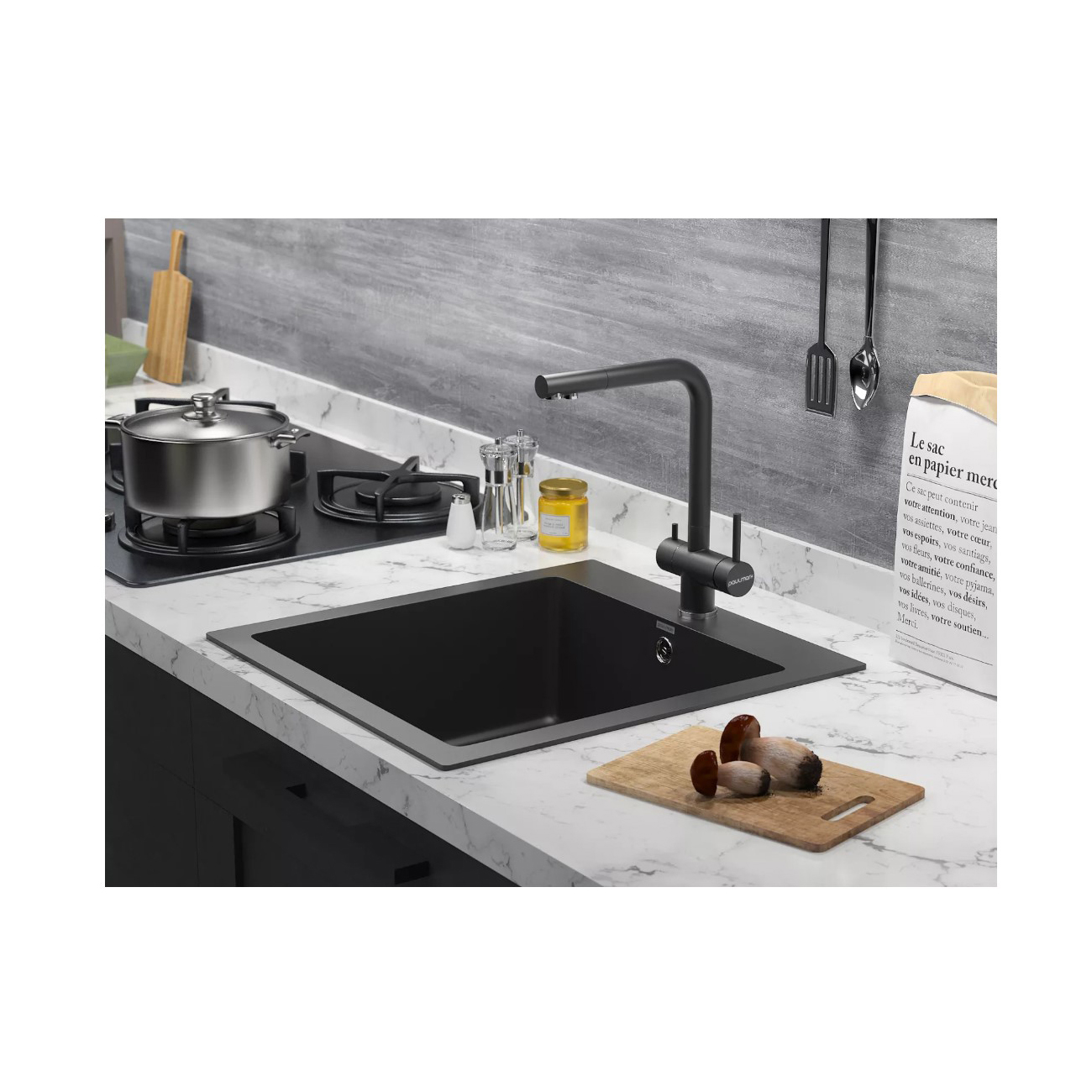 Смеситель для кухни Paulmark (Паульмарк) Skalen, антрацит, Sk213020-AN