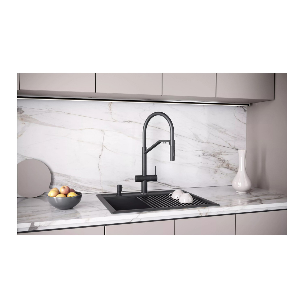 Смеситель для кухни Paulmark (Паульмарк) Zender, черный, Ze213155-BLM