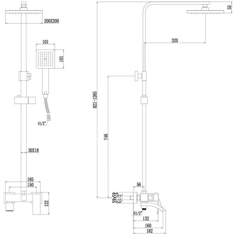 Душевая стойка Fmark FS8645-1Q, графит