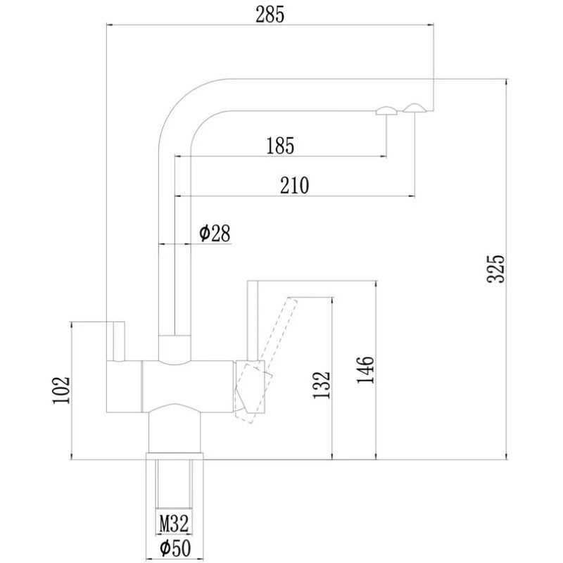Смеситель для кухни под фильтр питьевой воды Fmark (Фмарк) FS1362H, черный