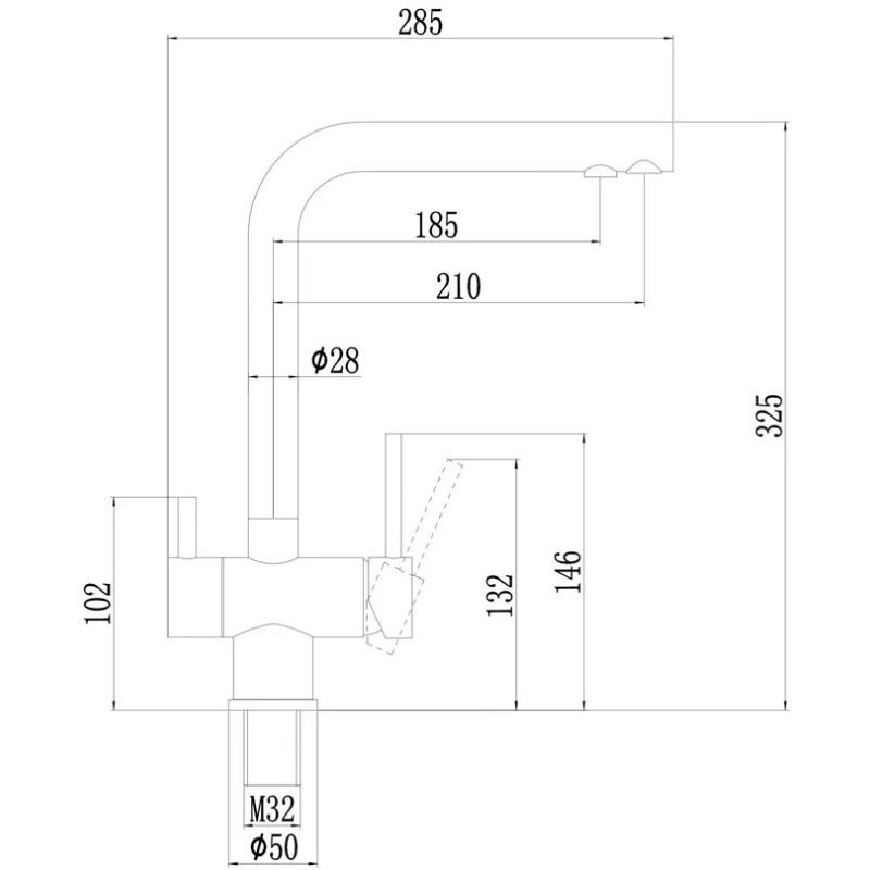 Смеситель для кухни под фильтр питьевой воды Fmark (Фмарк) FS1362Q, графит