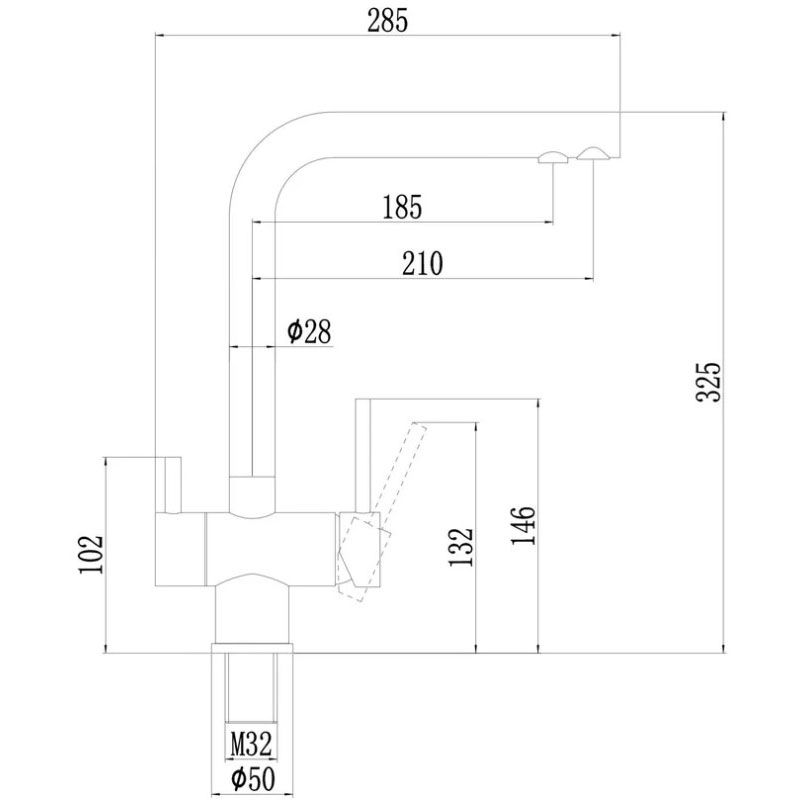 Смеситель для кухни под фильтр питьевой воды Fmark (Фмарк) FS1362S, бежевый