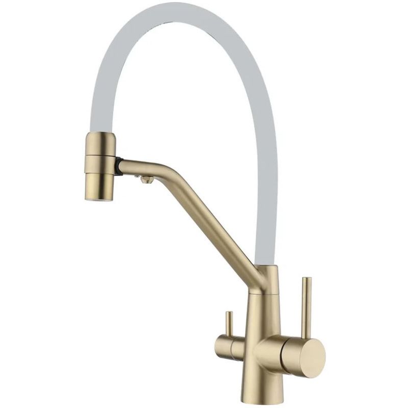 Смеситель для кухни под фильтр питьевой воды Fmark (Фмарк) FS1462-C02, белый/золото