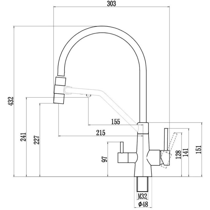 Смеситель для кухни под фильтр питьевой воды Fmark (Фмарк) FS1462-C02, белый/золото