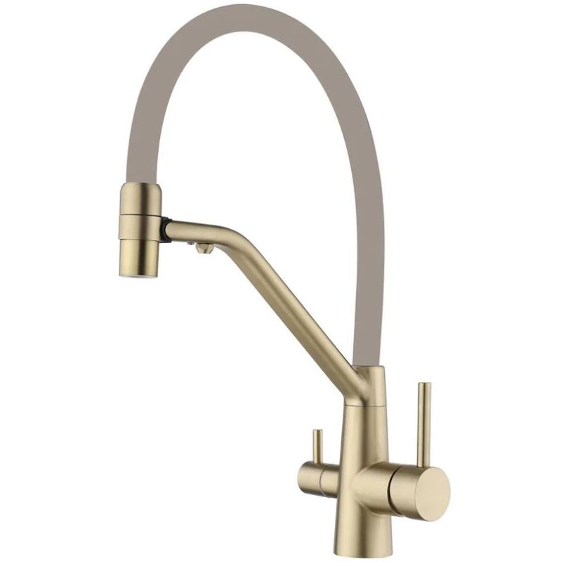 Смеситель для кухни под фильтр питьевой воды Fmark (Фмарк) FS1462-C12, коричневый/золото