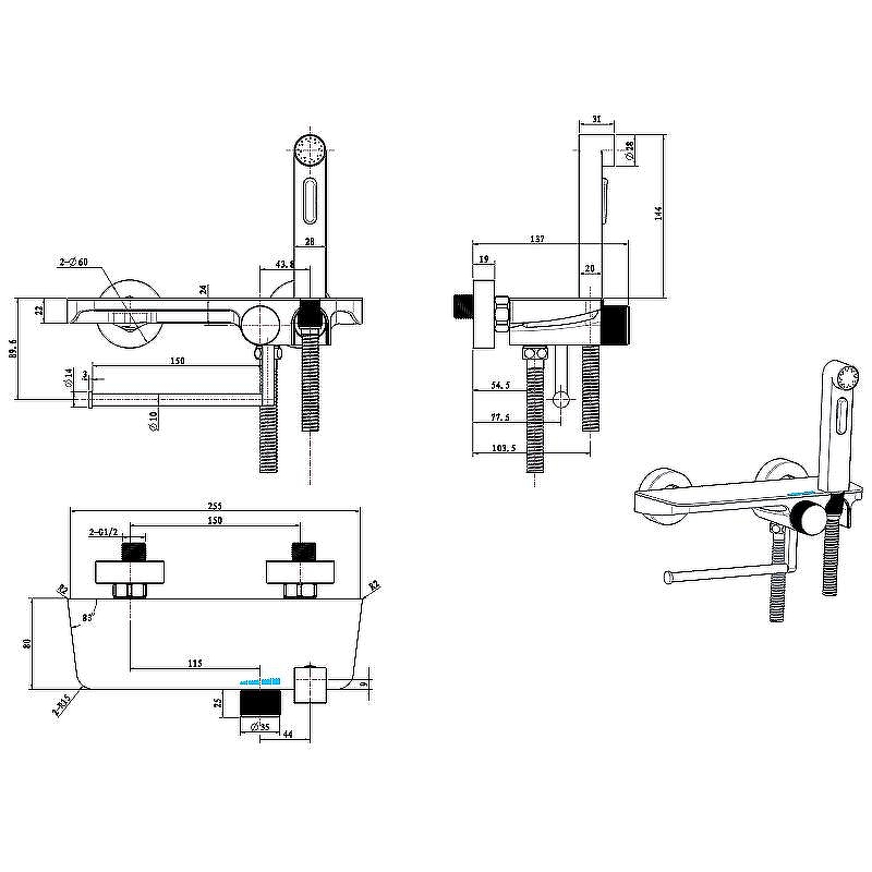 Гигиенический душ со смесителем CeramaLux (Керамалюкс) LT9506, хром