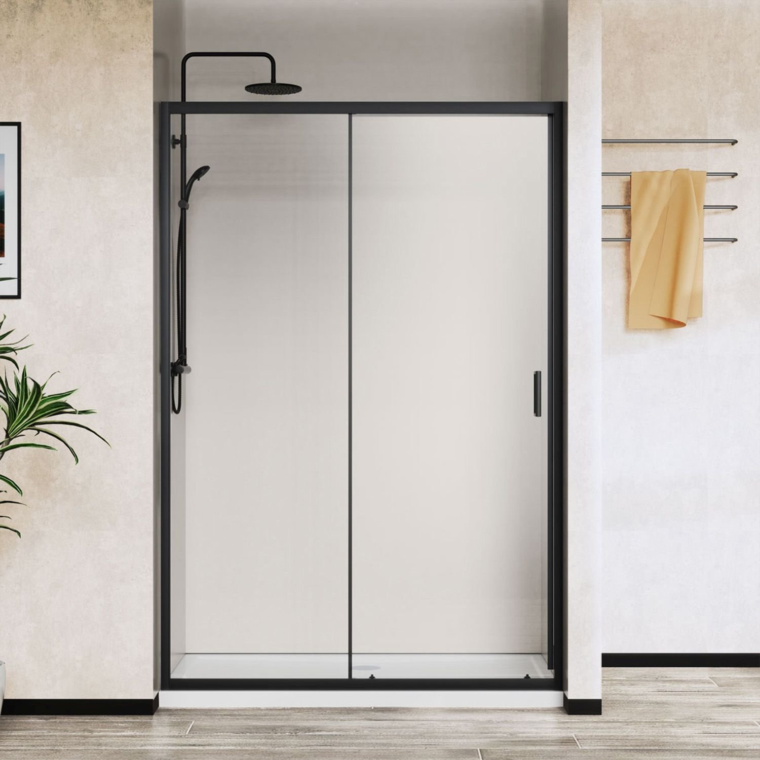 Душевая дверь Vincea (Винчея) City VDS-5CT120CLB, 1200, черный, стекло прозрачное