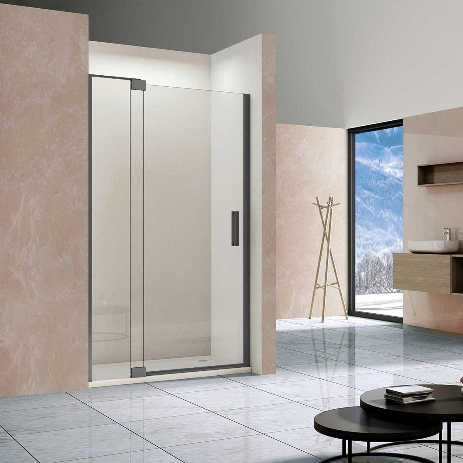 Душевая дверь Vincea (Винчея) Extra VDP-1E1112CLGM, 1100/1200, вороненая сталь, стекло прозрачное