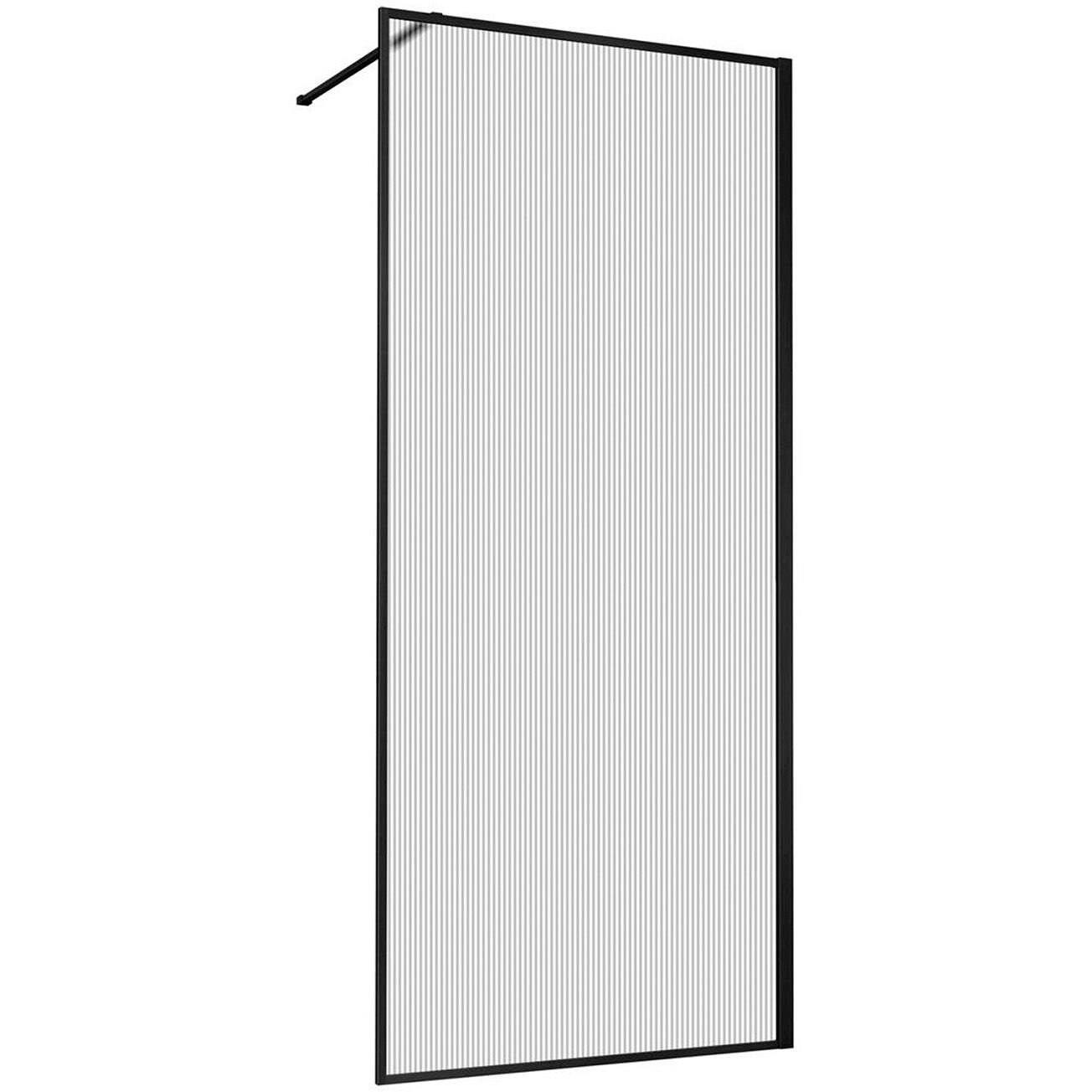 Душевая перегородка Vincea (Винчея) Walk-In VSW-1HP100FLB, 1000х2000, черный матовый, стекло рифленое