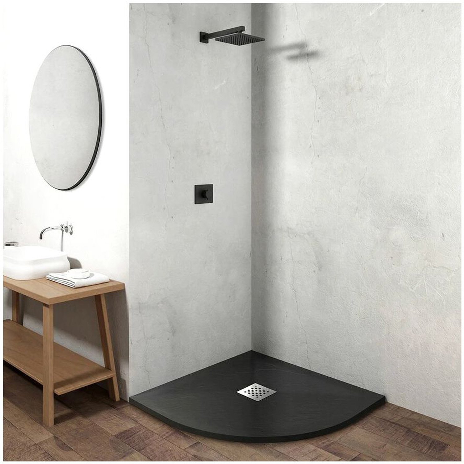 Поддон для душа Vincea (Винчея) из искусственного камня VST-4SQ9090A, 900х900х25, антрацит