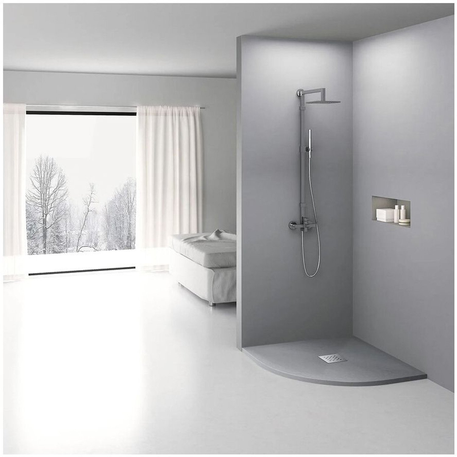 Поддон для душа Vincea (Винчея) из искусственного камня VST-4SQ9090G, 900х900х25, серый