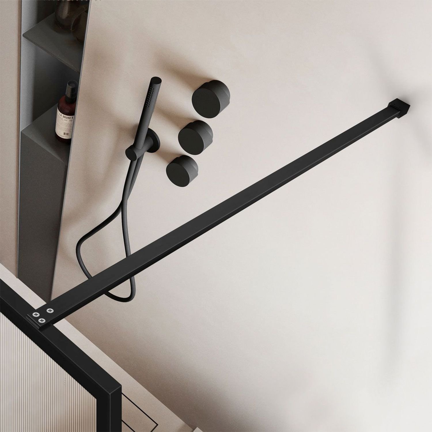 Душевая перегородка Vincea (Винчея) Walk-In HP Art VSW-1HP120FLB, 1200x2000, черный матовый, стекло рифленое