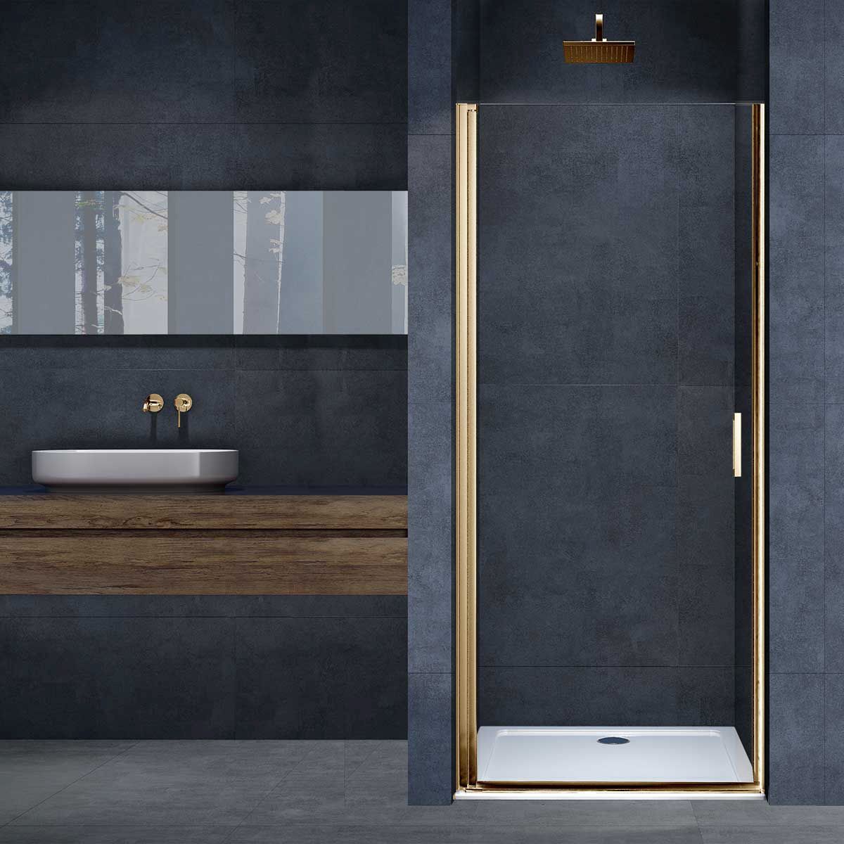 Душевая дверь Vincea (Винчея) Alpha, 600 мм, брашированное золото, стекло прозрачное VDP-3AL600CLG