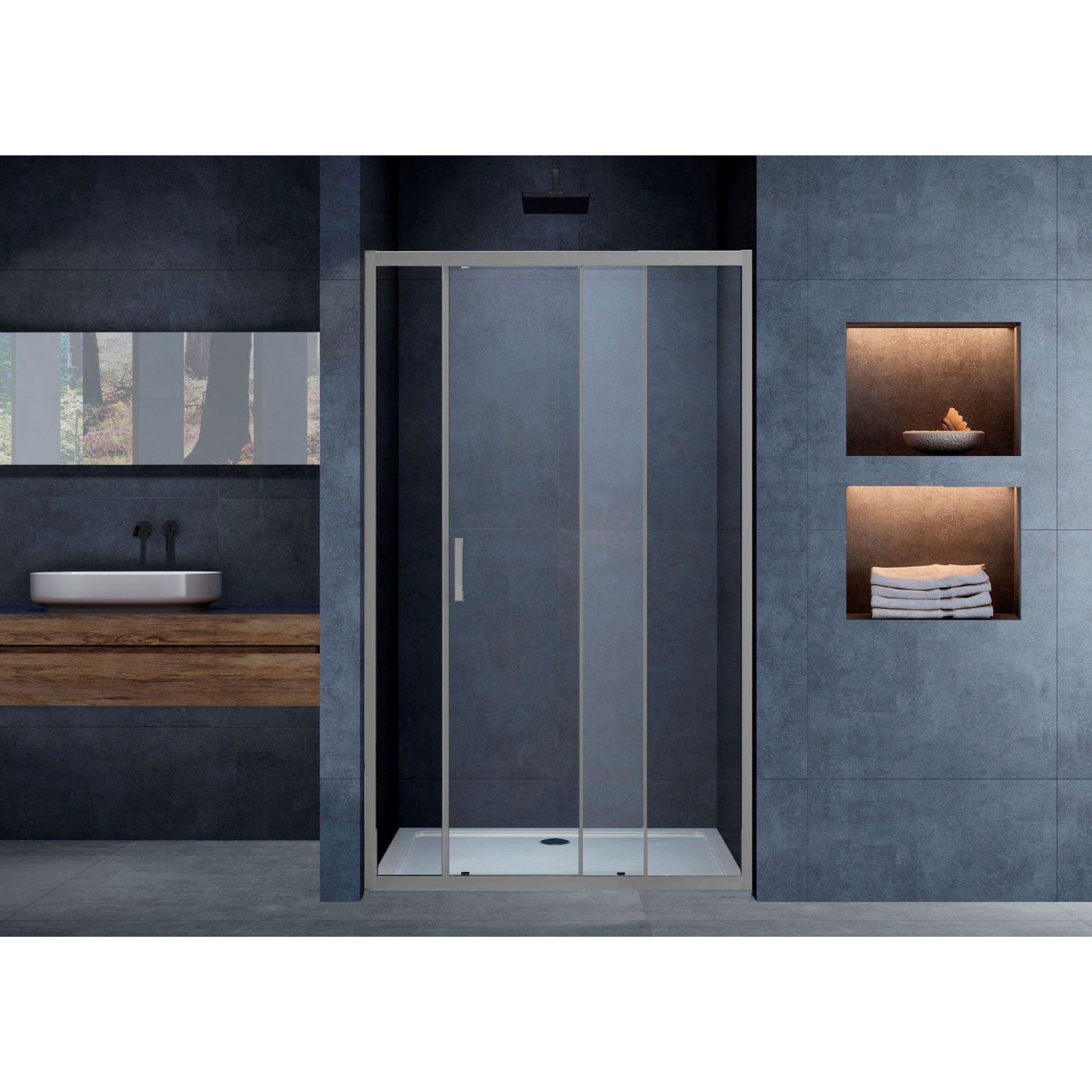 Душевая дверь Vincea (Винчея) Alpha, 1400 мм, вороненая сталь, стекло прозрачное VDS-3AL140CLGM