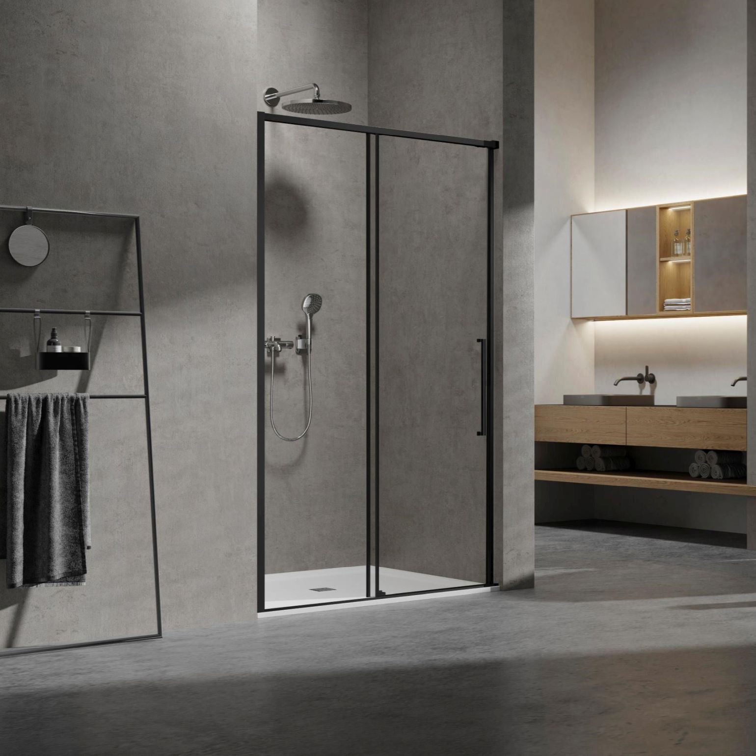 Душевая дверь Vincea (Винчея) Slim, 1200 мм, черный, стекло прозрачное VDS-6SL120CLB