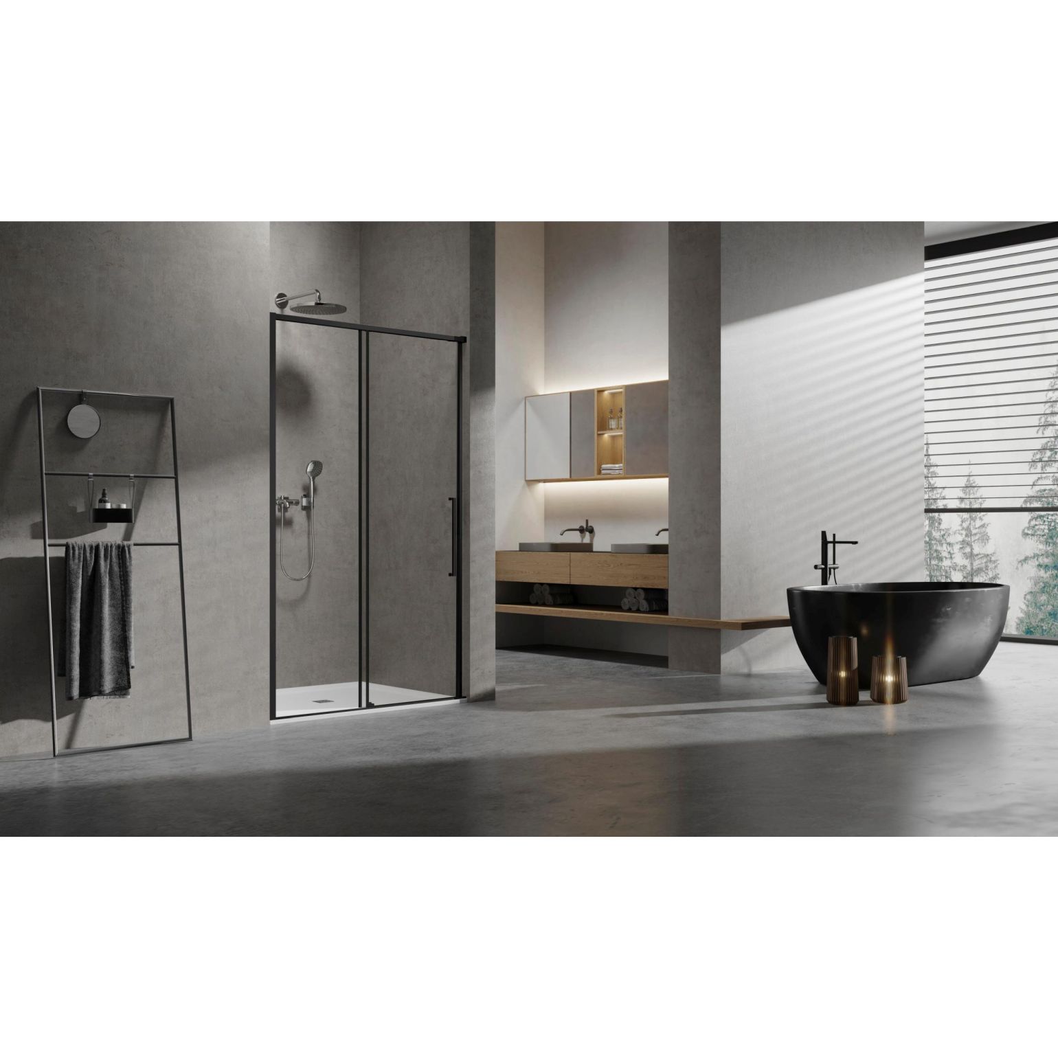 Душевая дверь Vincea (Винчея) Slim, 1200 мм, черный, стекло прозрачное VDS-6SL120CLB