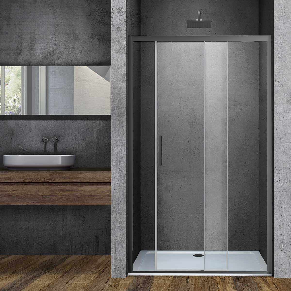 Душевая дверь Vincea (Винчея) Soft, 1100 мм, вороненая сталь, стекло прозрачное VDS-3SO110CLGM