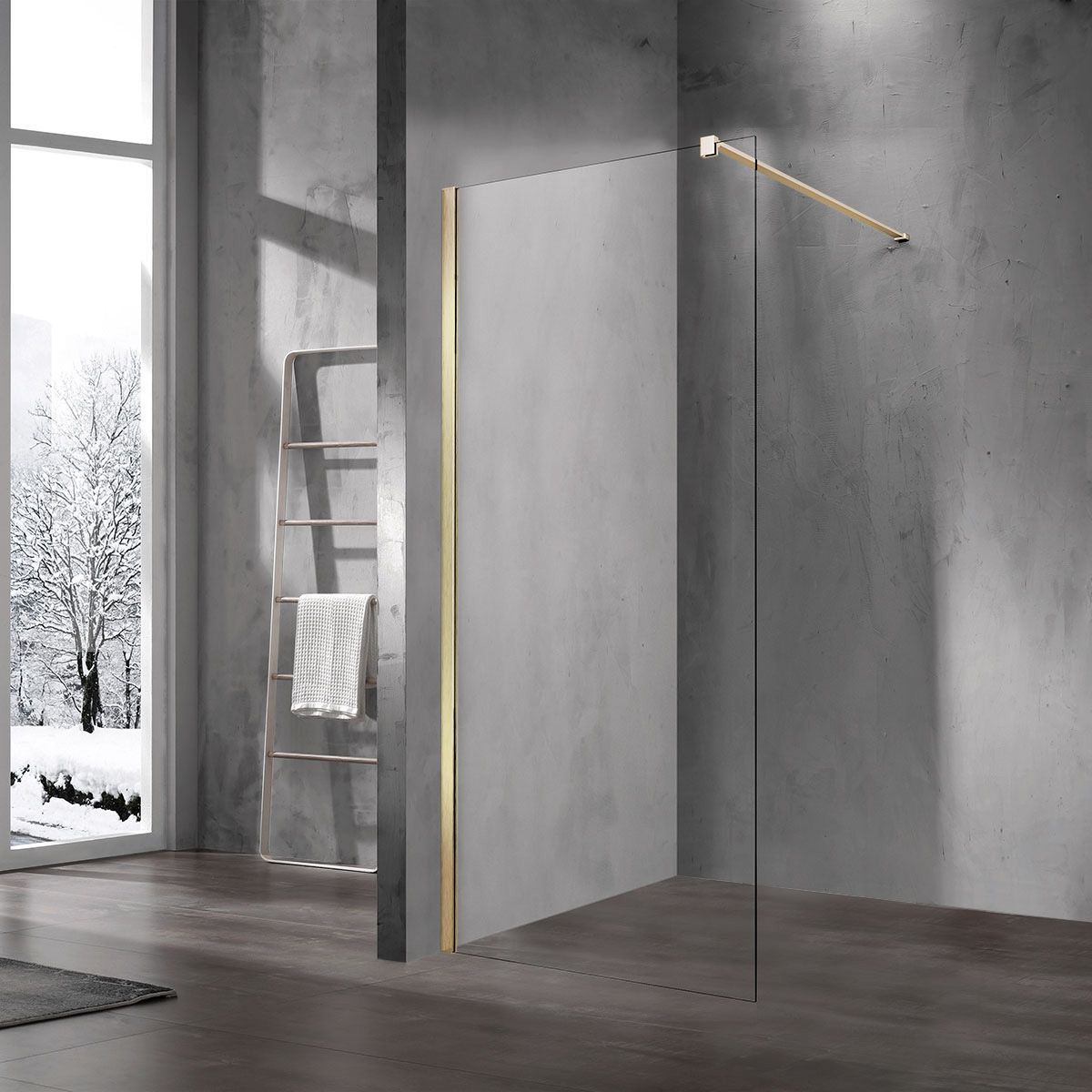 Душевая перегородка Vincea (Винчея) Walk-In, 700х2000 мм, матовый золотой, стекло прозрачное VSW-1H700CLG