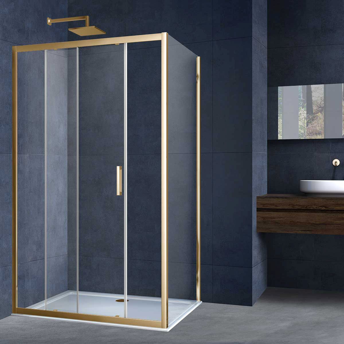 Душевой уголок Vincea (Винчея) Alpha, 1200х900 мм (габариты площадки) , брашированное золото, стекло прозрачное VSR-3AL9012CLG