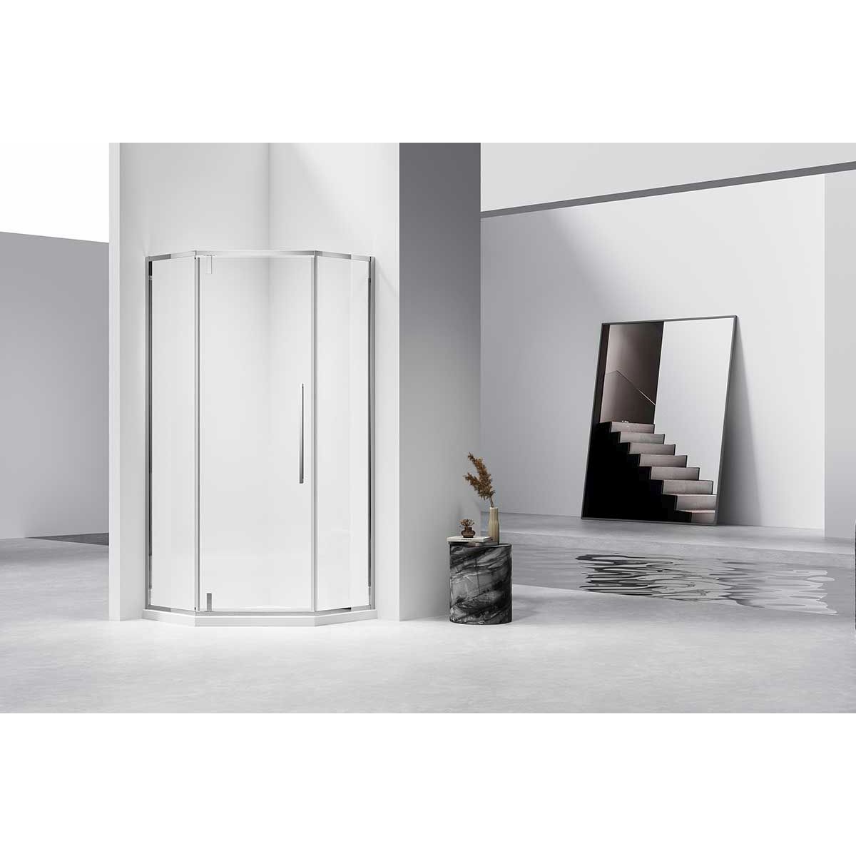 Душевой уголок Vincea (Винчея) Slim-N, 900х900 мм (габариты площадки) , хром, стекло прозрачное VSP-4SN900CL